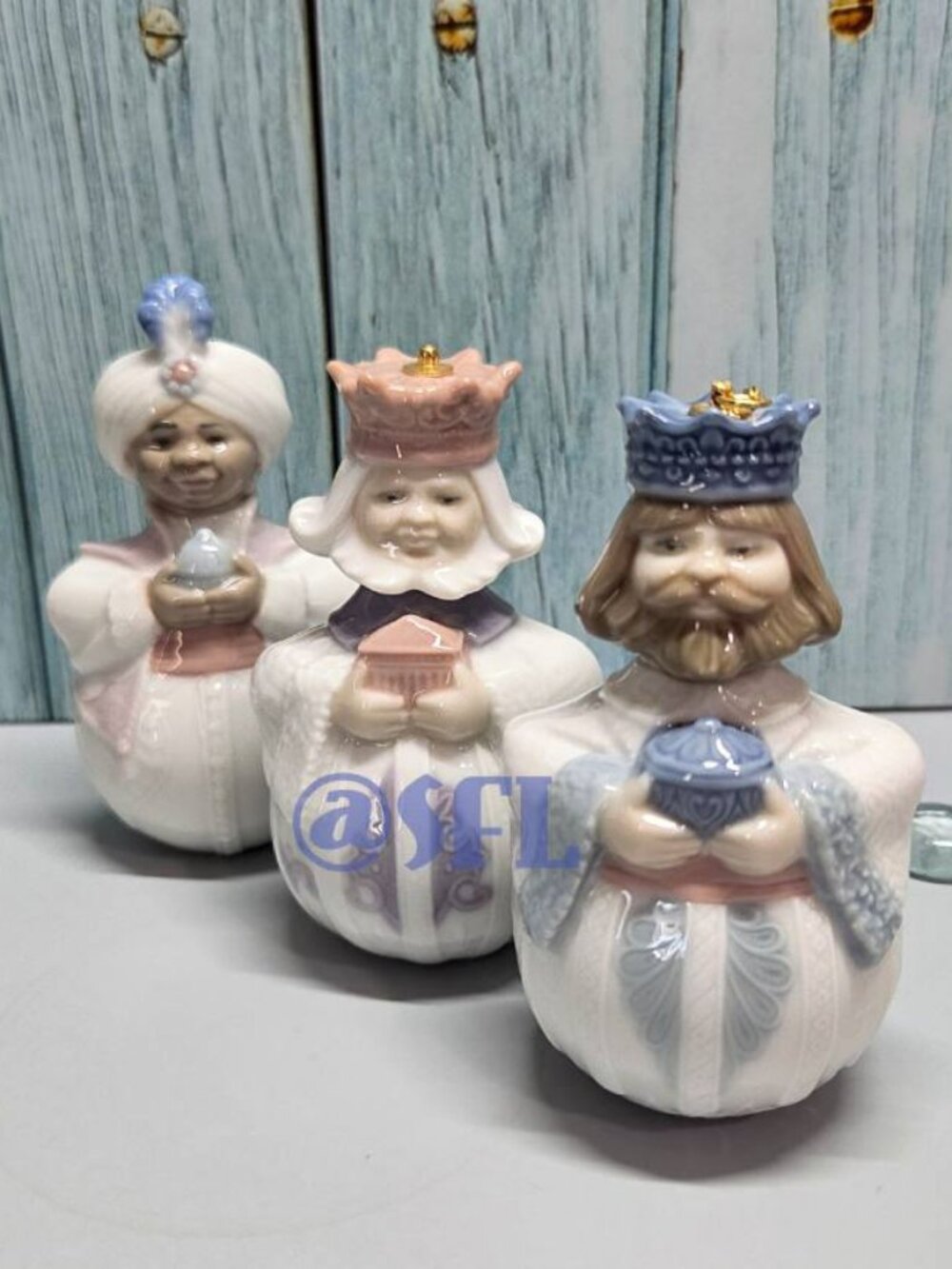 Vtg Lladro 3 Kings Christmas Ornaments King Gaspar Balthasar Melchor Wise Men